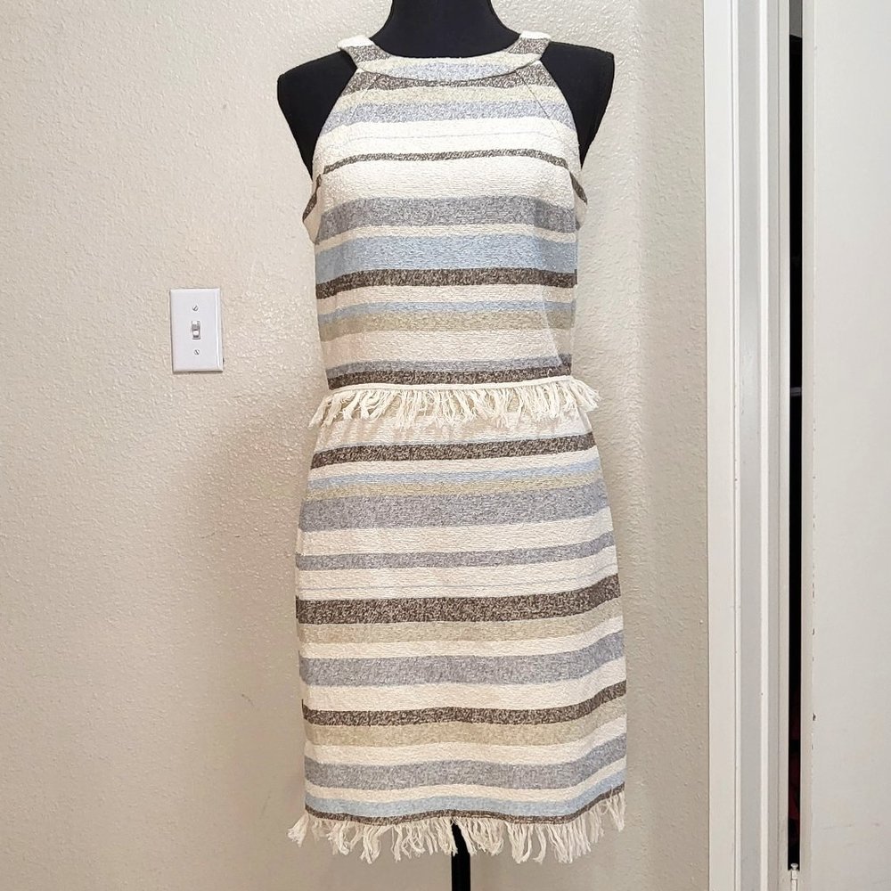 Tory Burch Sleeveless Striped Fringe Mini Dress Size 4